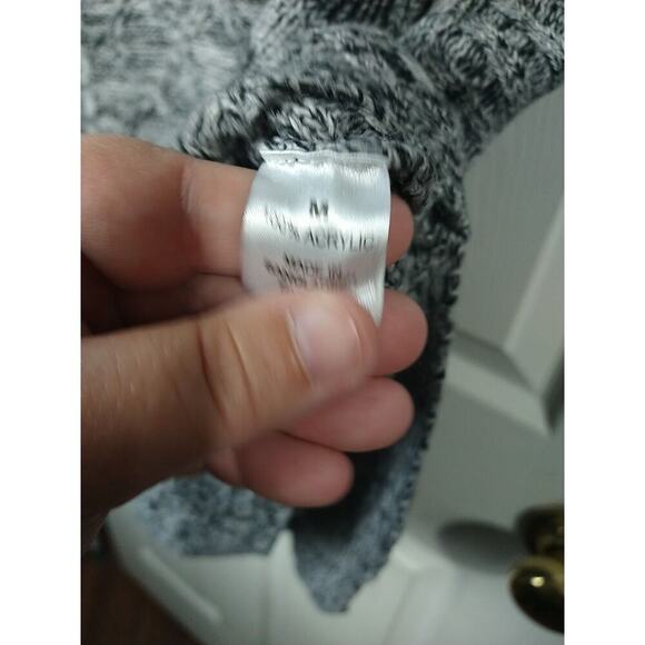 Jason Maxwell Woman M Sweater Grey White Heathered Cable Knit Long Sleeve Curved - Picture 7 of 12